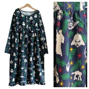 Hanna Andersson Star Wars Christmas Flannel Pajama Nightgown Dress 14